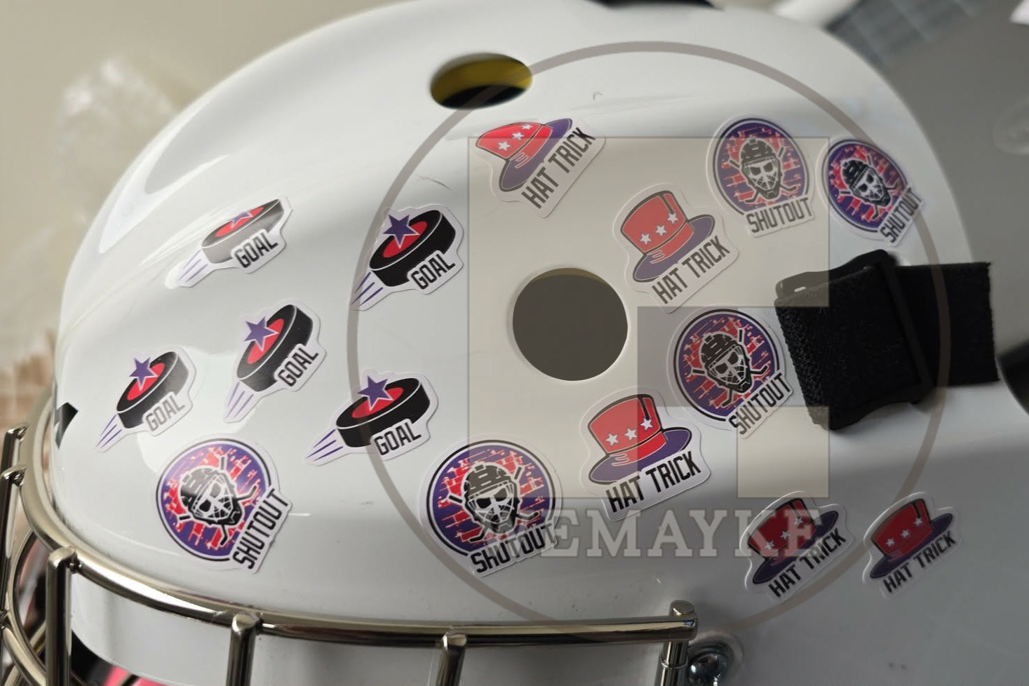 Youth Hockey Helmet Award Stickers - Goal, Hat Trick, or Shutout - Pack of 20